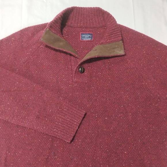 UNTUCKit Other - UNTUCKit Gordonne Lambswool Sweater Men's Medium M Henley Maroon Regular Donegal
